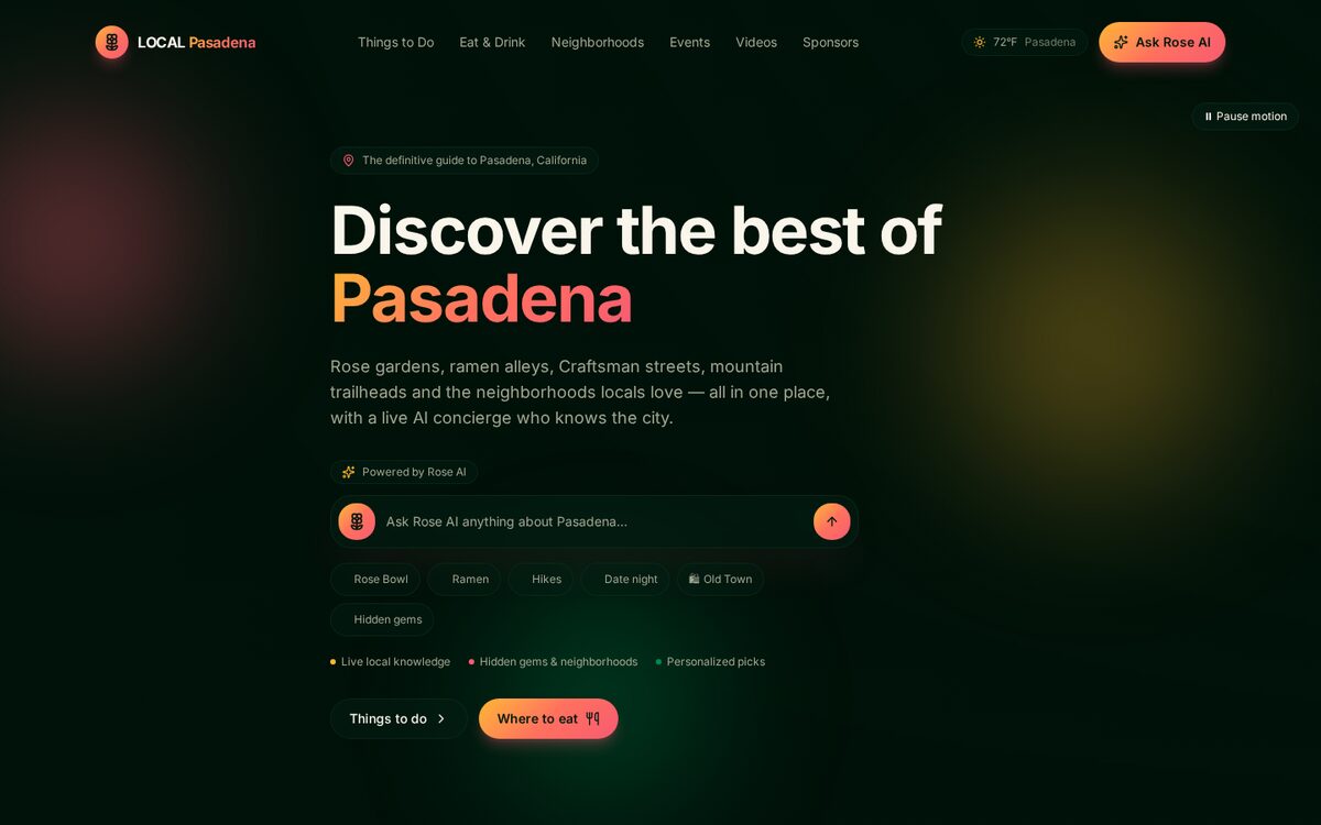 Homepage of LocalPasadena.com, the local city guide for Pasadena